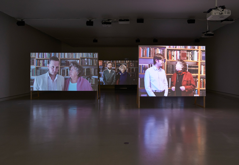 Installation view: Ragnar Kjartansson: Me and My Mother 2000, 2000; Me and My Mother 2005, 2005; Me and My Mother 2010, 2010; Me and My Mother 2015, 2015