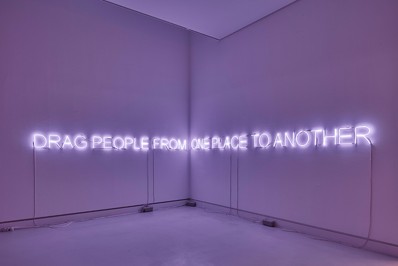Installation view: Tim Etchells: ONE PLACE TO ANOTHER, 2019, Courtesy the Artist